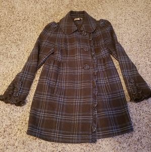 Brown Plaid babydoll coat